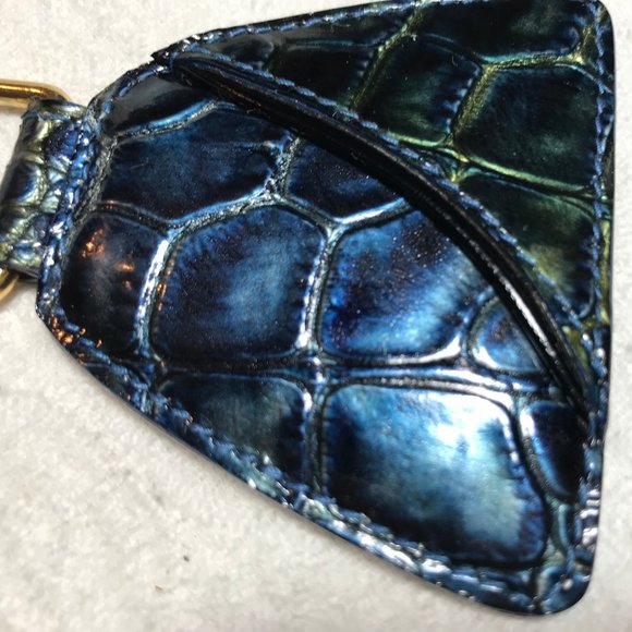 Christian Dior Croc Embossed Keychain / Key Ring - Navy Blue & Iridescent Colors - Picture 3 of 13
